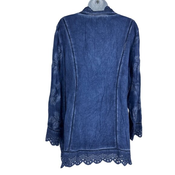 Soft Surrounding Blue Deidre Tunic Top Eyelet Embroidered Size L - Picture 6 of 9